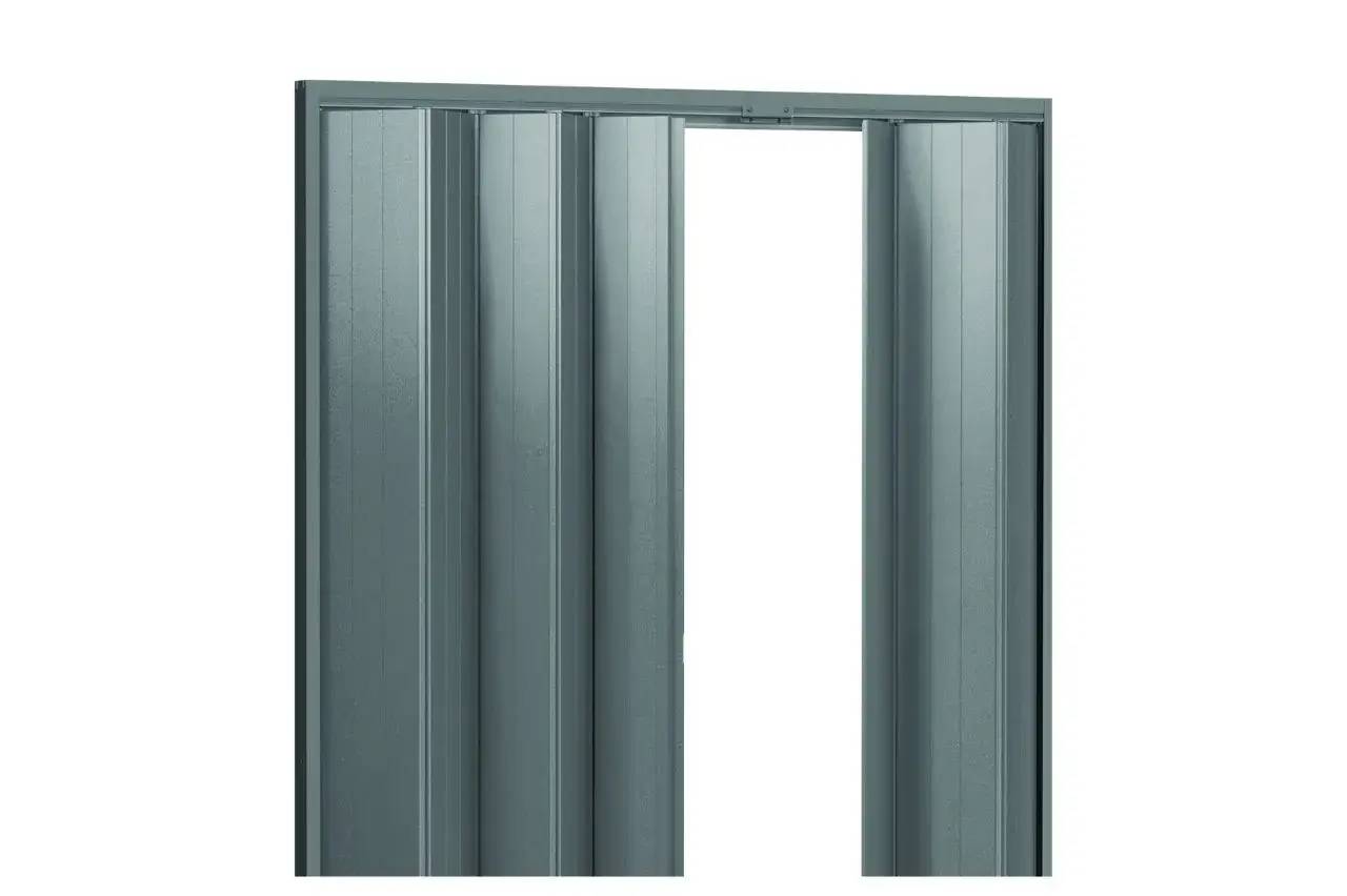 Porte à galandage en aluminium gris, idéale pour optimiser l'espace intérieur.