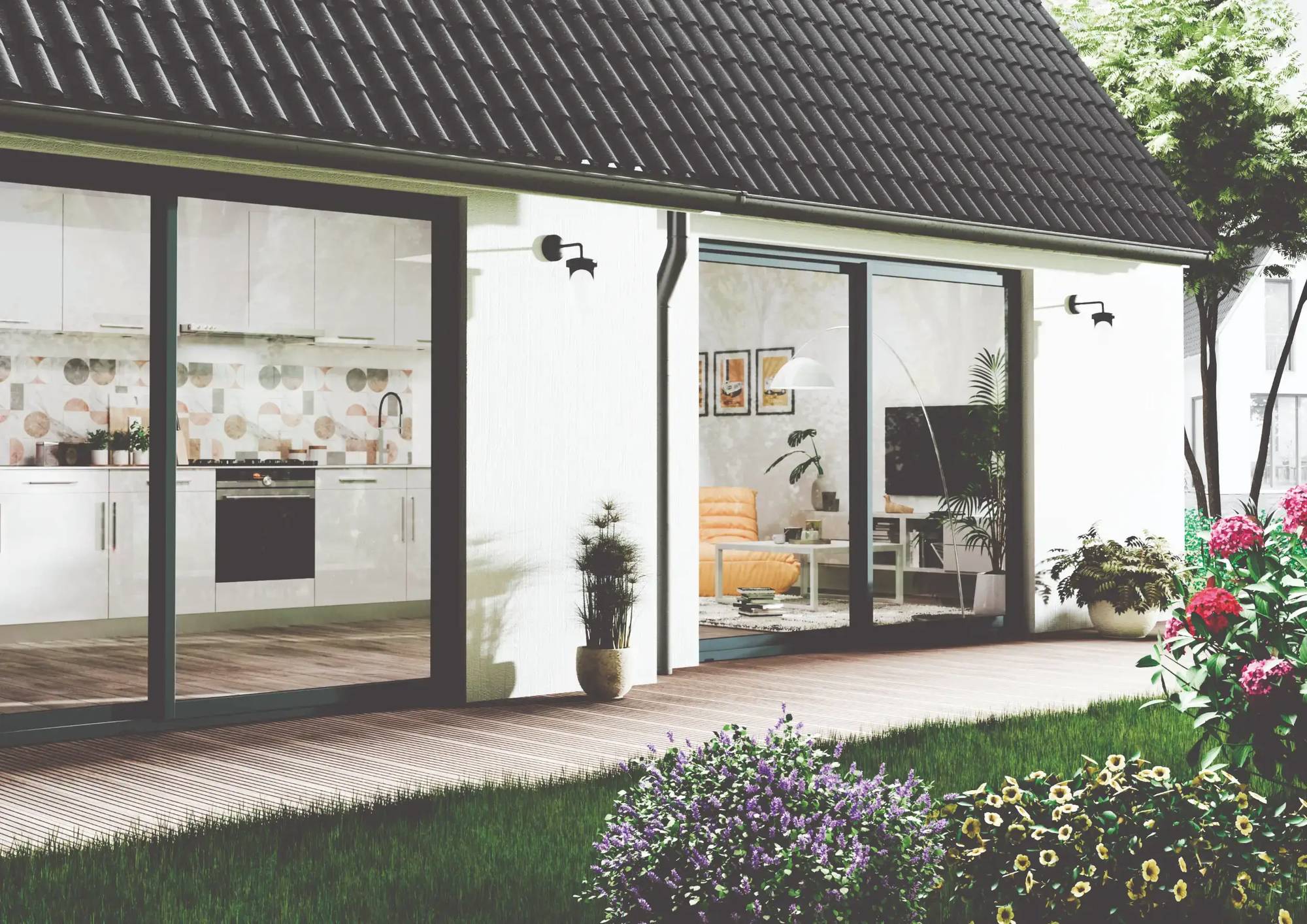 Baie Vitrée Coulissante Tryba - Double Vitrage Aluminium - Blanc Intérieur/extérieur (occasion)