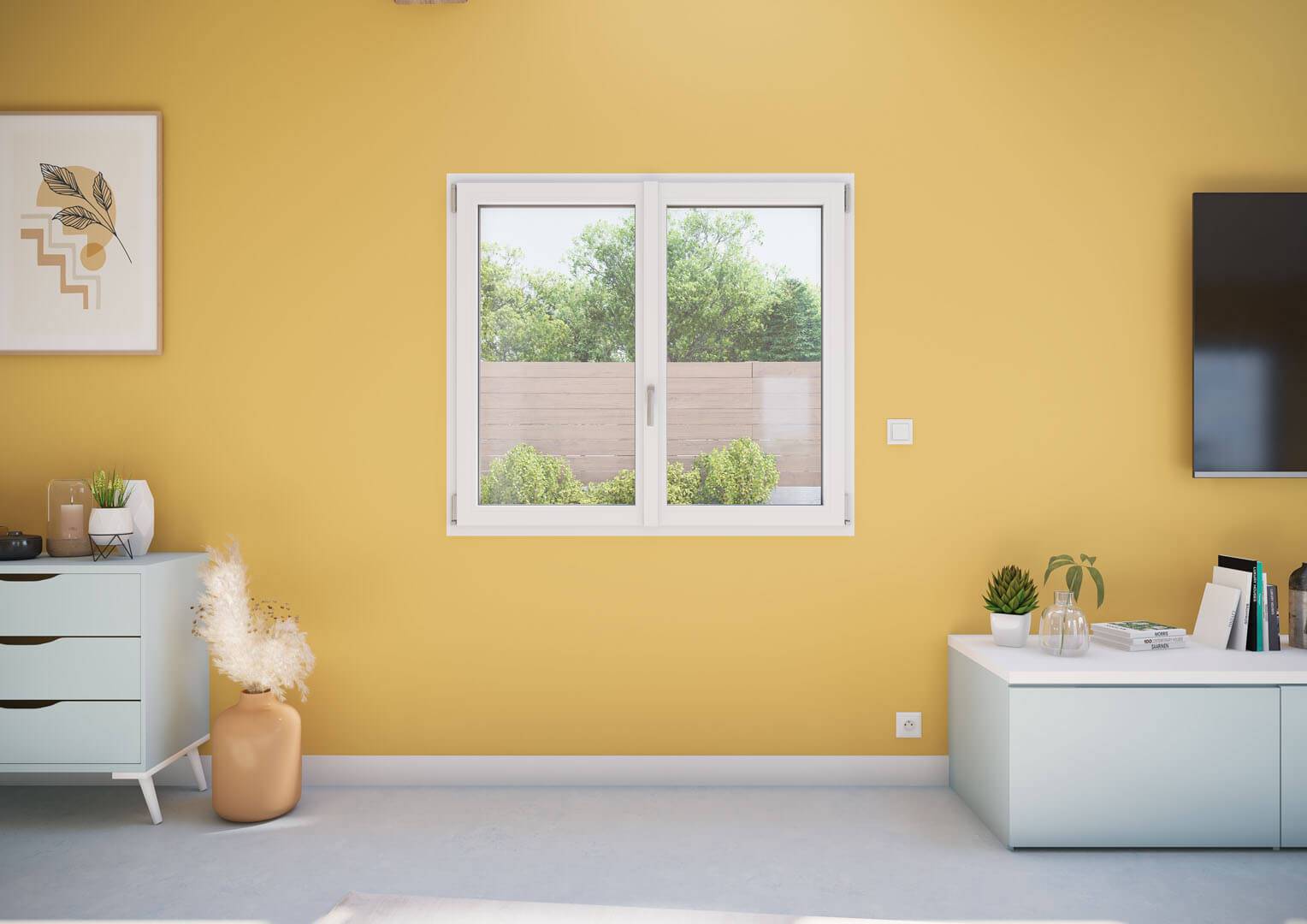 Fenêtre battante PVC vue intérieur blanche