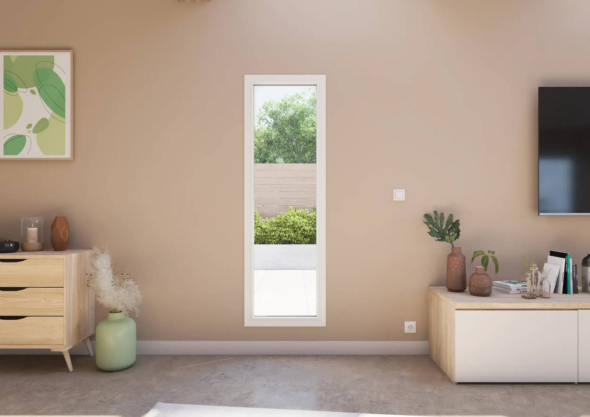 Fenêtre fixe PVC crème perle